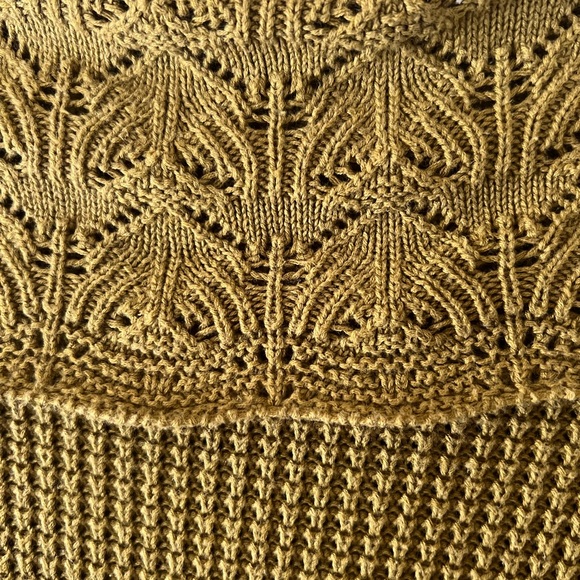 Chico’s Mustard Brown Textured Cowl-Neck Pullover Sweater - Picture 2 of 9